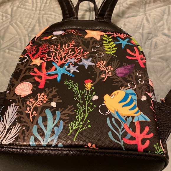 Loungefly Under the Sea Flounder and Sebastian mini backpack, and card holder - Picture 5 of 11